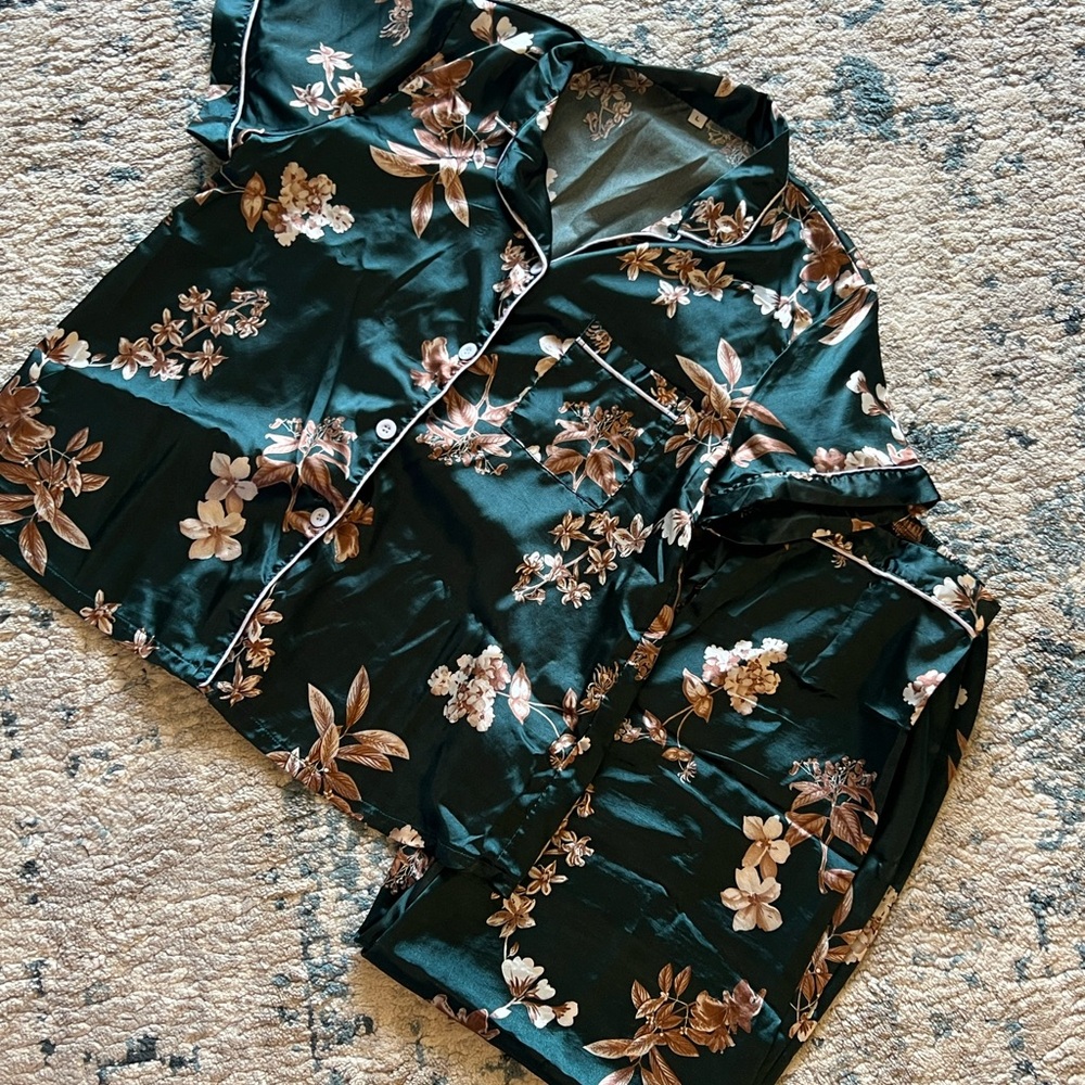 Floral Satin Pajama Set